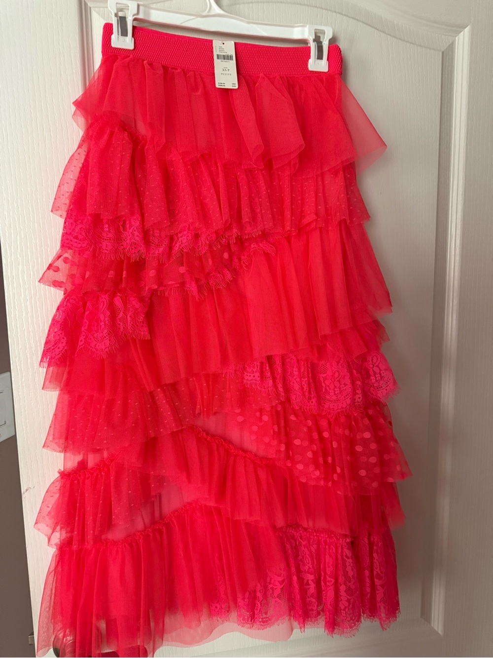 NWT Anthropologie Neon Hot Pink/Coral Tulle Layered Skirt - Size XSP
